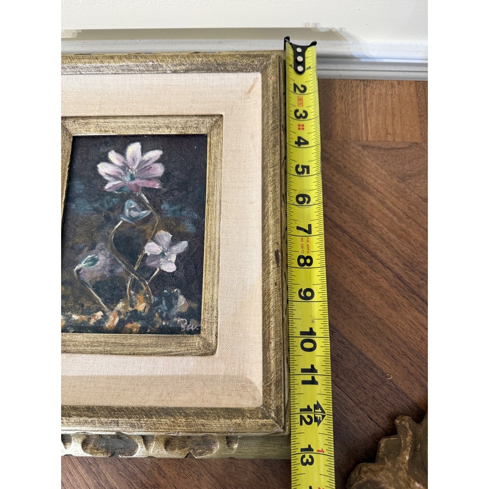 Vintage 1971 Bev Erickson Floral Oil Painting Signed Framed Mid Century Art 5x7 - Picture 4 of 12
